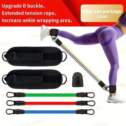 5pcs Premium Ankle Resistance Bands for Enhanced Leg & Hip at Home Workouts