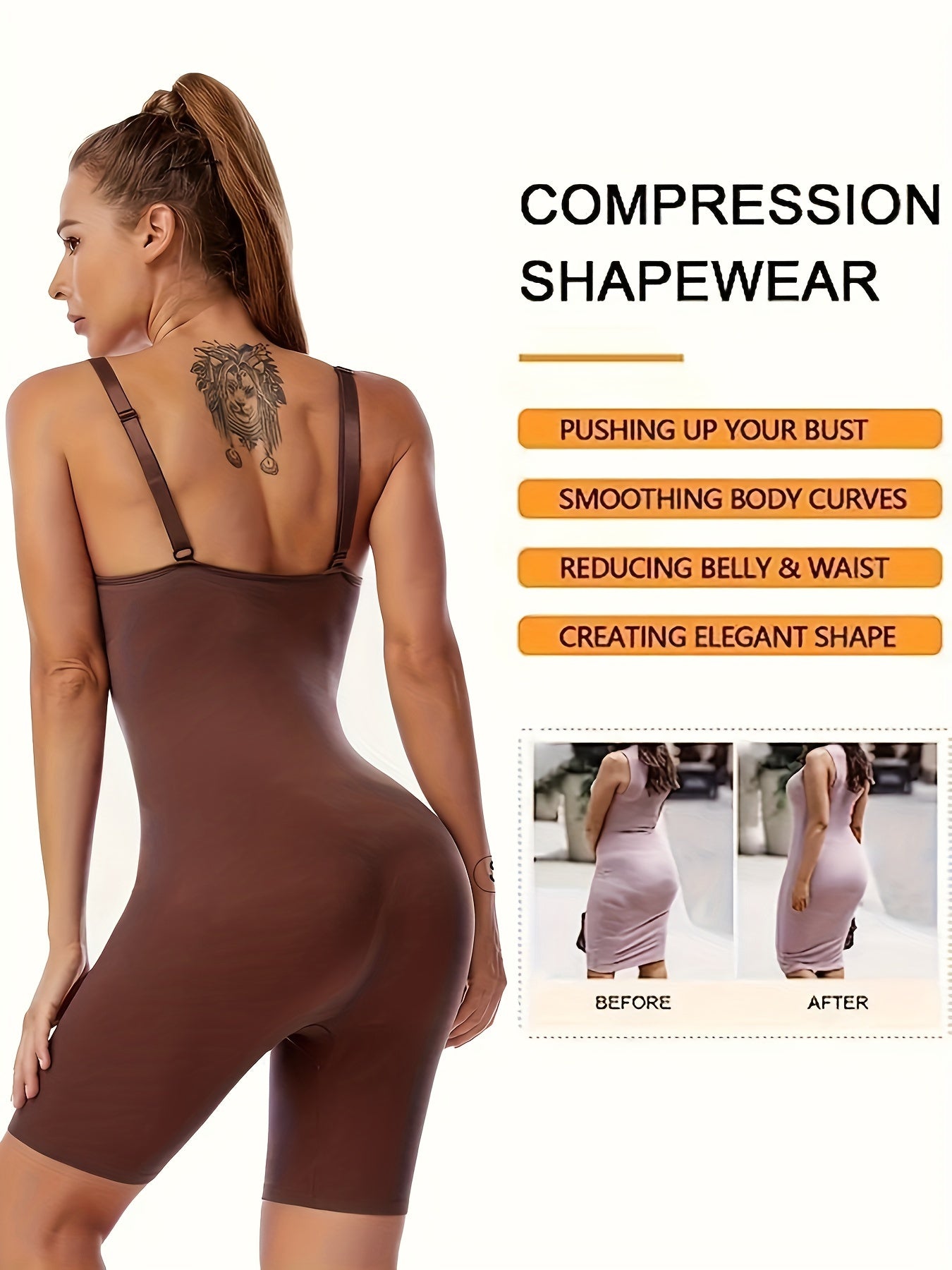 Seamless Shaping Romper - Firm Tummy Control & Butt Lifting - Womens Solid Slip Body Shaper - Comfortable Underwear & Smooth Shapewear
