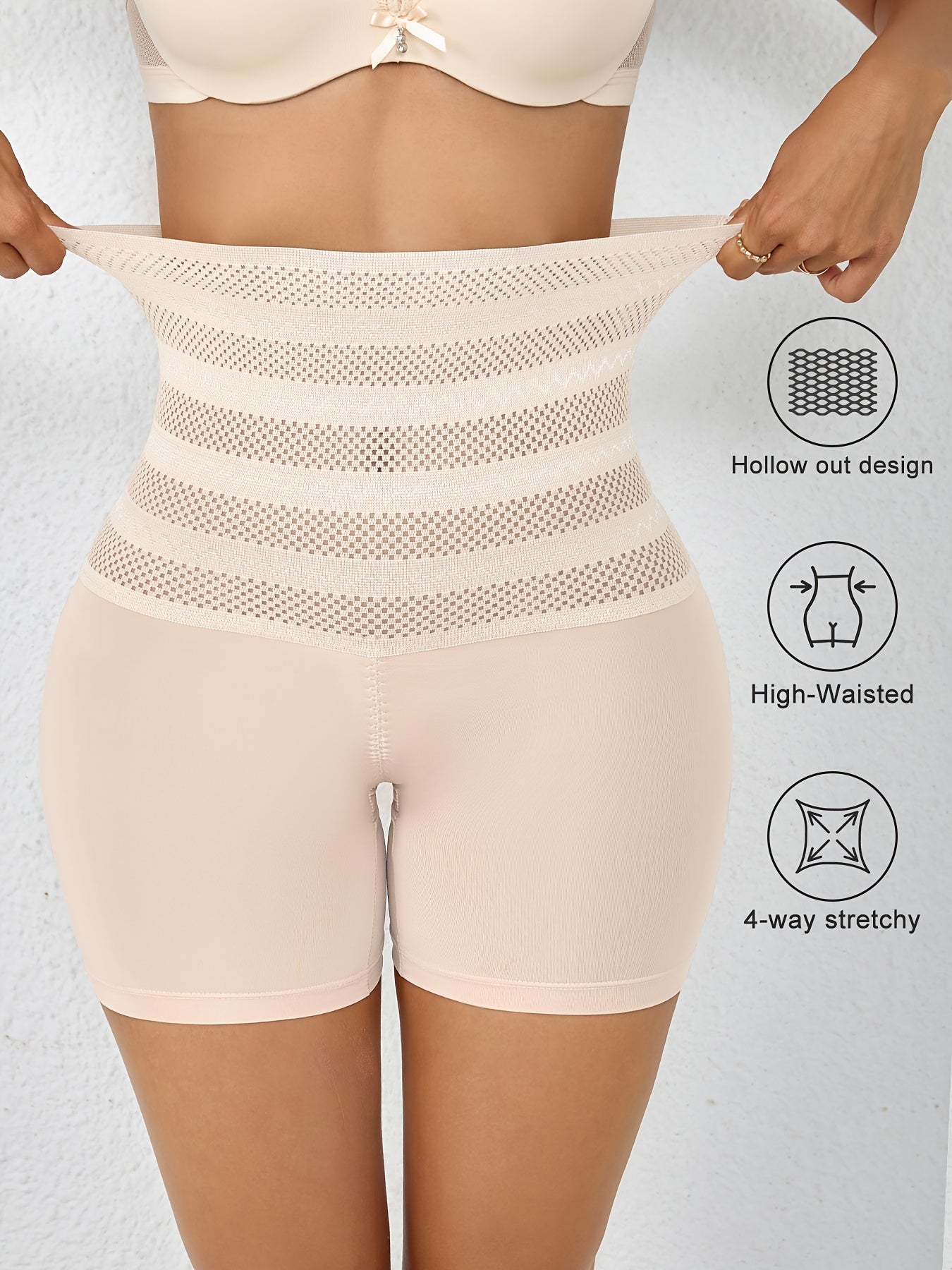 NADIA GO High Support Solid Color Polyester Knit Fabric Hollow Jegging, Waist Trainer, Shapewear, Butt Lifter, Waist Trainer, Slimming Tights for Women