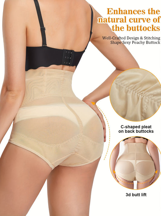 Contrast Mesh Shaping Panties, Tummy Control Compression Panties To Lift & Shape Buttocks, Women's Underwear & Shapewear