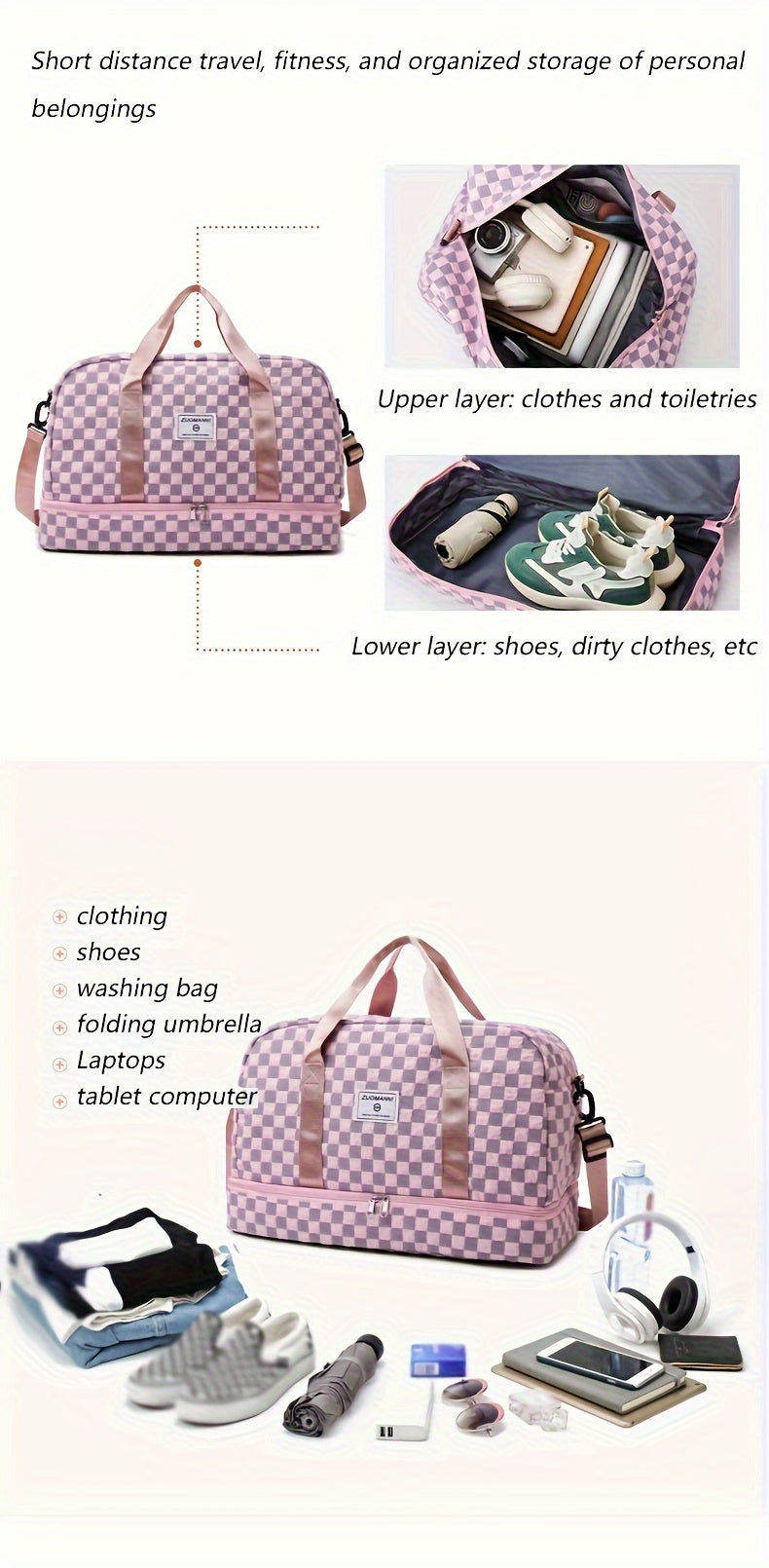 Stilvolle und langlebige Umstands-Krankenhaustasche mit Schultergurten 