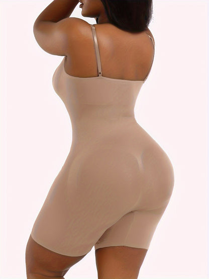 Seamless Solid Shaping Bodysuit, Tummy Control Butt Lifting Slip Body Shaper, Women's Underwear & Shapewear