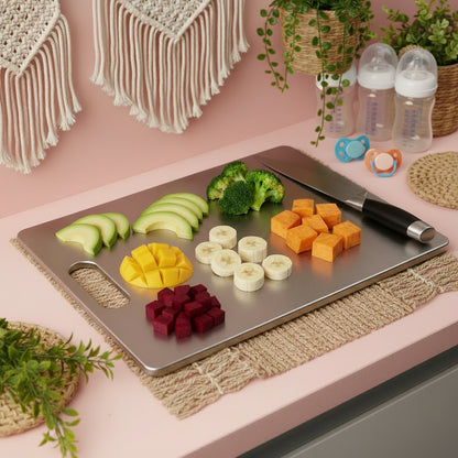 3pcs Premium Stainless Steel Baby Meal Prep Cutting Board – Antibacterial, Rust-Resistant, Easy-Clean Kitchen Tool for Safe Baby Food Preparation