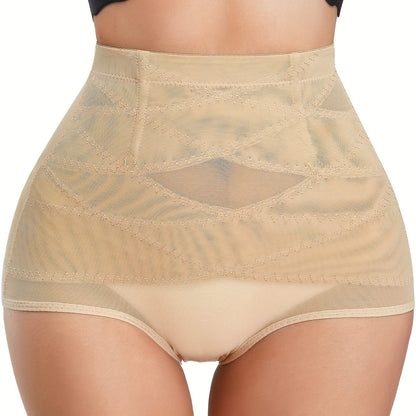 Contrast Mesh Shaping Panties, Tummy Control Compression Panties To Lift & Shape Buttocks, Women's Underwear & Shapewear