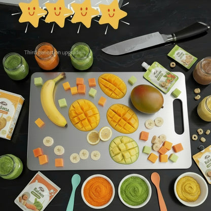 3pcs Premium Stainless Steel Baby Meal Prep Cutting Board – Antibacterial, Rust-Resistant, Easy-Clean Kitchen Tool for Safe Baby Food Preparation