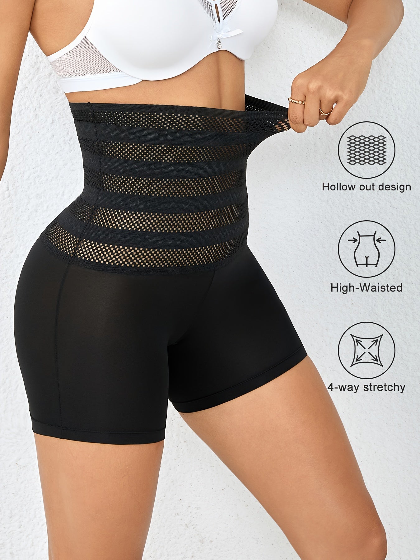 NADIA GO High Support Solid Color Polyester Knit Fabric Hollow Jegging, Waist Trainer, Shapewear, Butt Lifter, Waist Trainer, Slimming Tights for Women