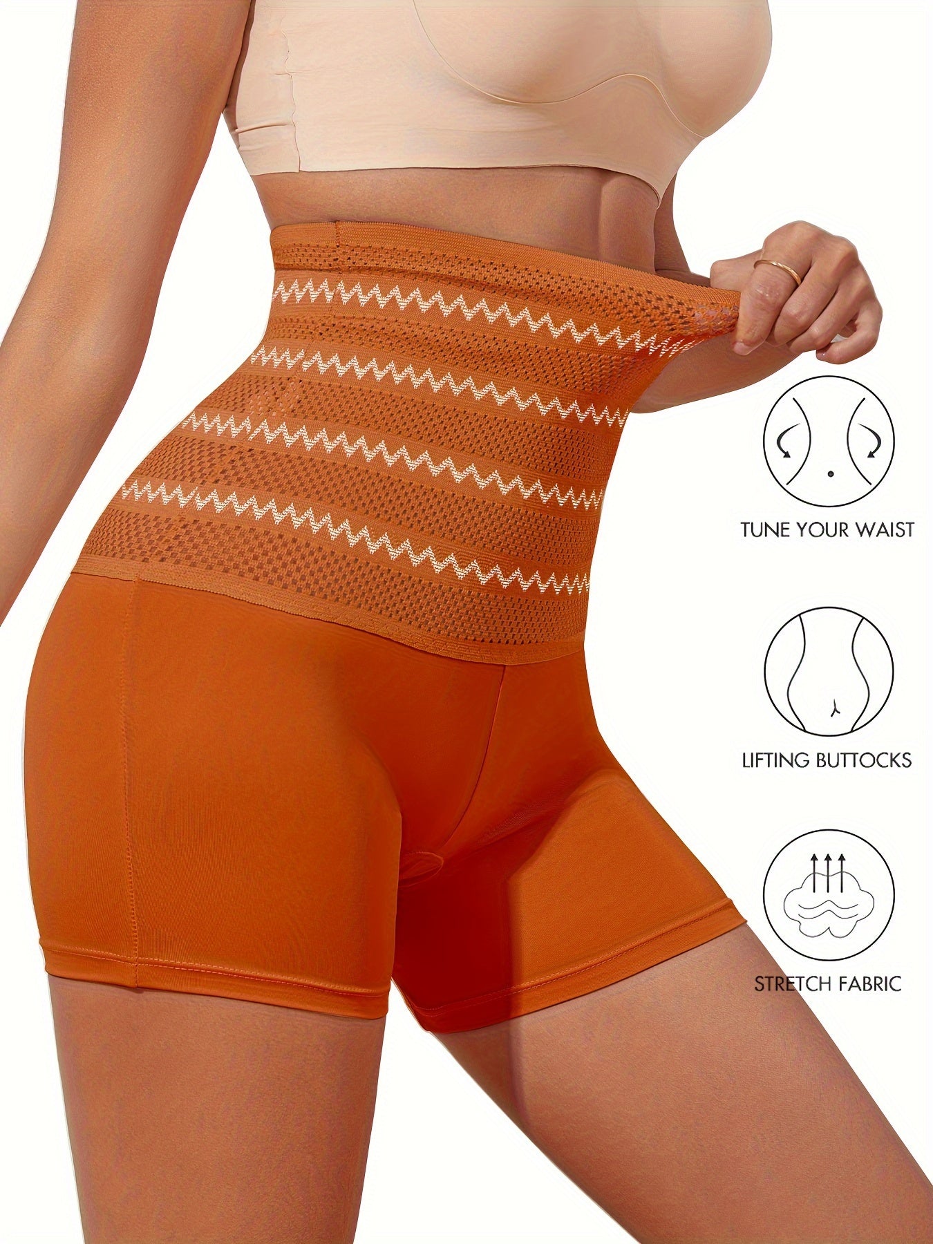 NADIA GO High Support Solid Color Polyester Knit Fabric Hollow Jegging, Waist Trainer, Shapewear, Butt Lifter, Waist Trainer, Slimming Tights for Women