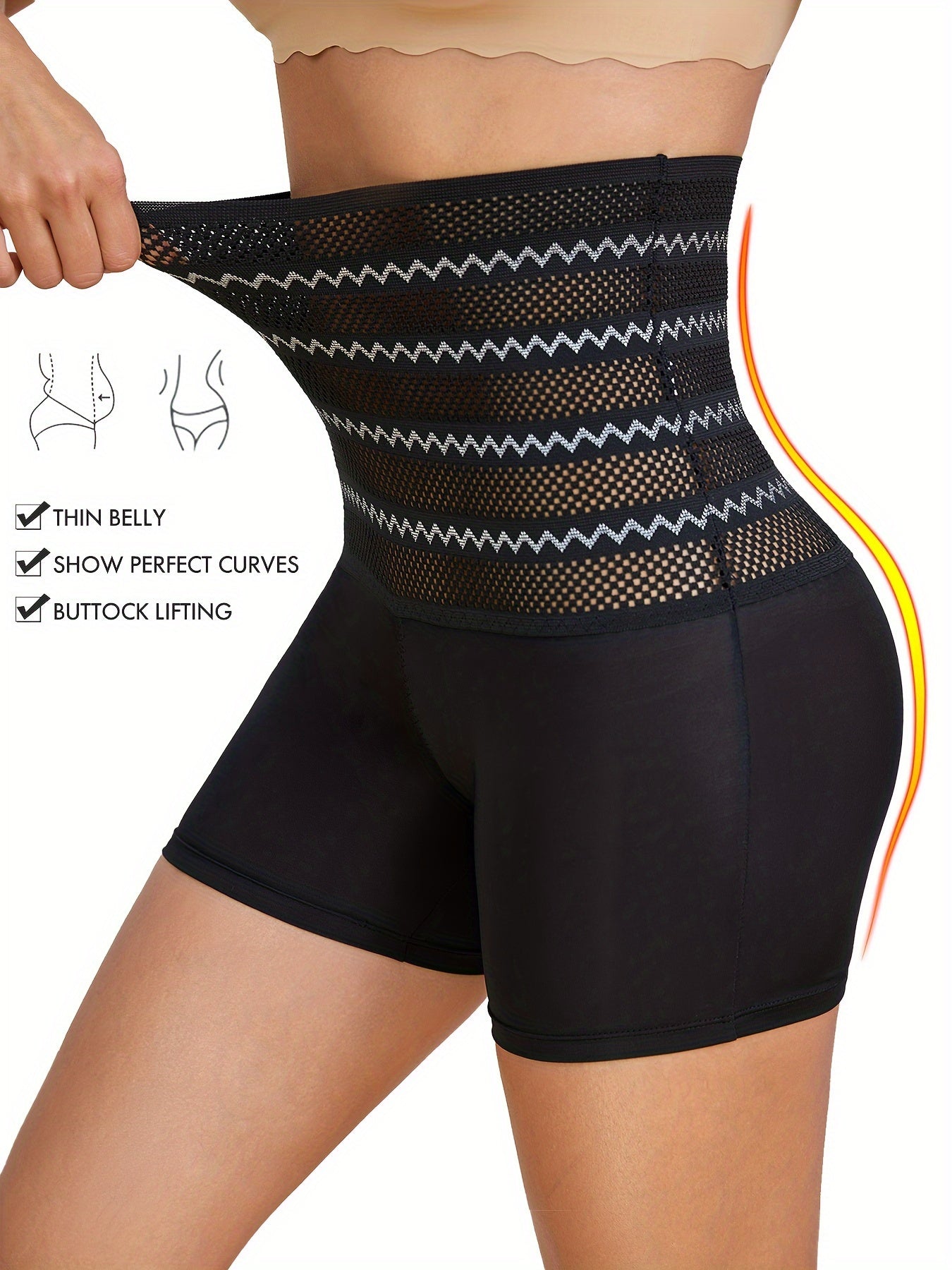 NADIA GO High Support Solid Color Polyester Knit Fabric Hollow Jegging, Waist Trainer, Shapewear, Butt Lifter, Waist Trainer, Slimming Tights for Women