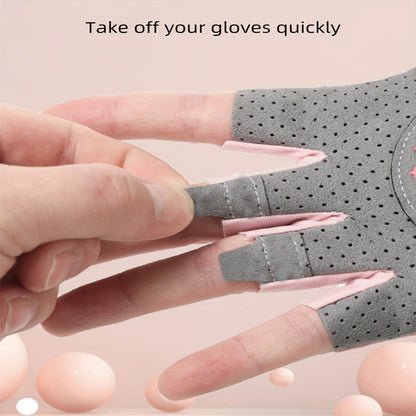 Ganzjahres-Fitnesshandschuhe für Damen mit Halbfinger – atmungsaktiv, verstärkte Handfläche und Fingerspitzen, perfekt für Krafttraining zu Hause und Outdoor-Aktivitäten