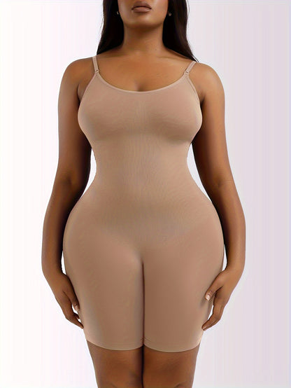 Seamless Solid Shaping Bodysuit, Tummy Control Butt Lifting Slip Body Shaper, Women's Underwear & Shapewear
