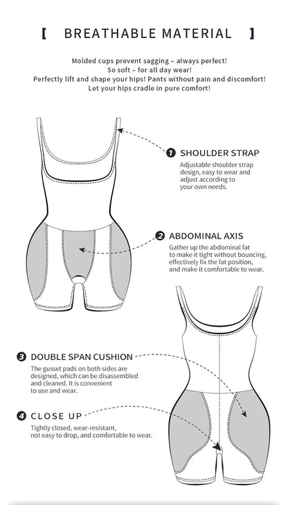 Women Upgraded Butt Lifing Shapewear with Side Hip Pads Booty Enhancer Tummy Control