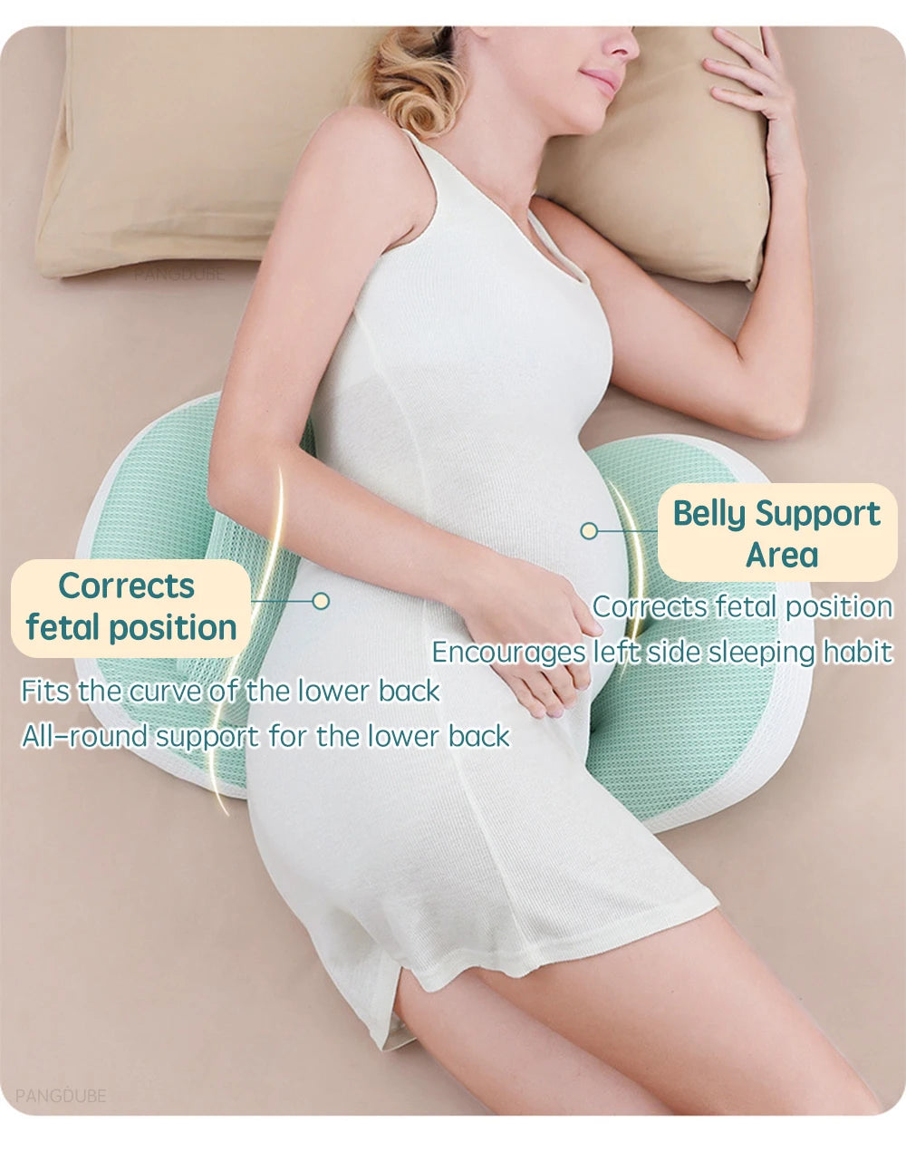 Pregnancy Pillow with Free Cotton Support Pillow – Full Body & Waist Support for Pregnant Women