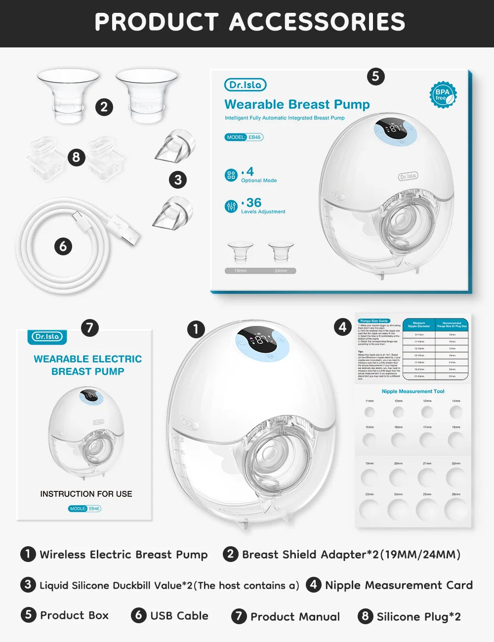 Wearable Breast Pump Hands Free Electric Breast Pumps Comfort Milk Collector
