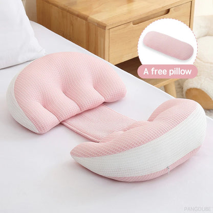 Pregnancy Pillow with Free Cotton Support Pillow – Full Body & Waist Support for Pregnant Women