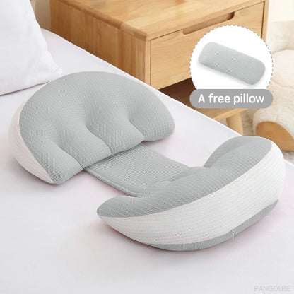 Pregnancy Pillow with Free Cotton Support Pillow – Full Body & Waist Support for Pregnant Women