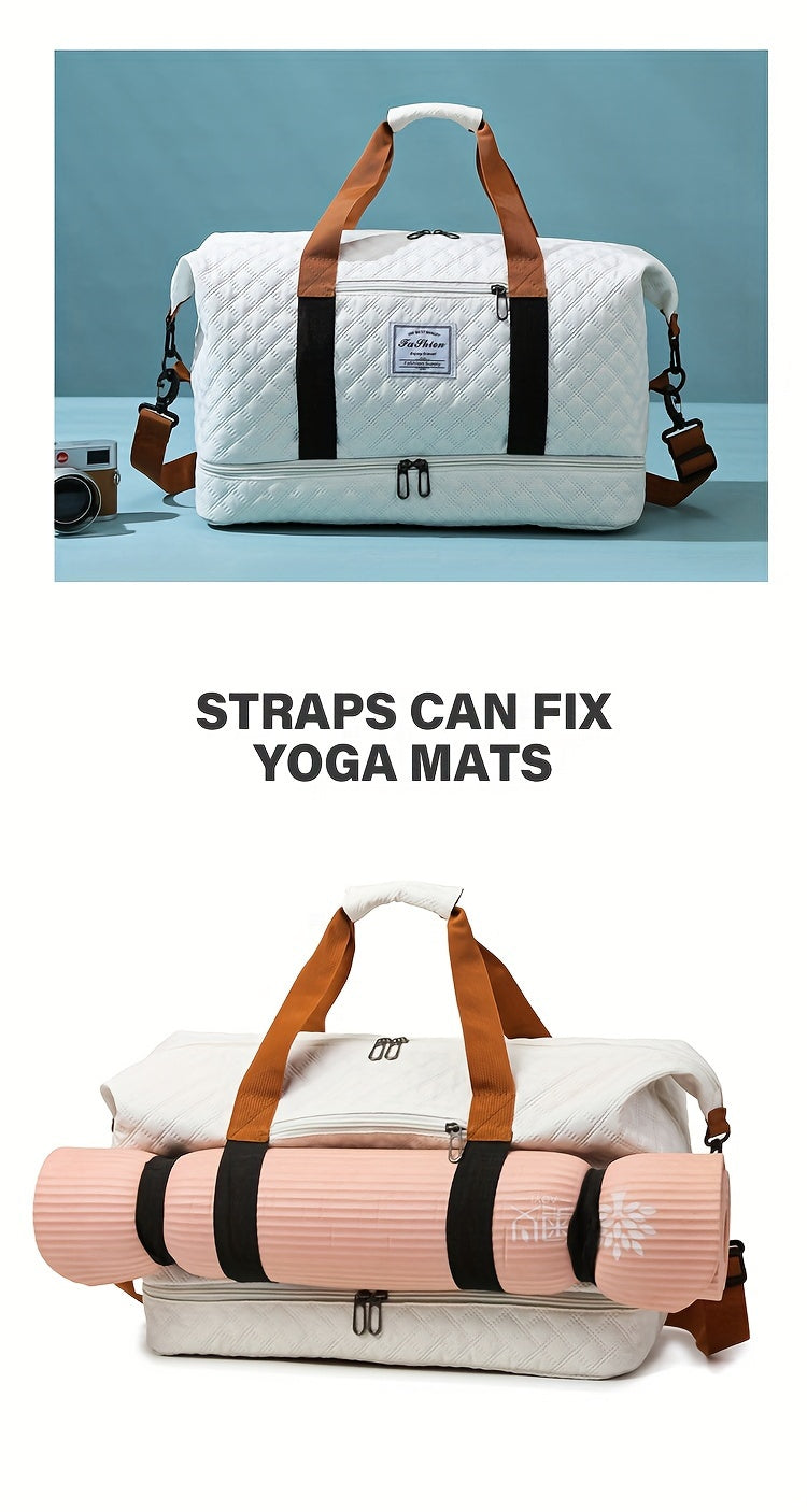 Large Capacity Fitness & Yoga Tote Bag with Shoe Compartment – Maternity Friendly Sports Shoulder Carry-On