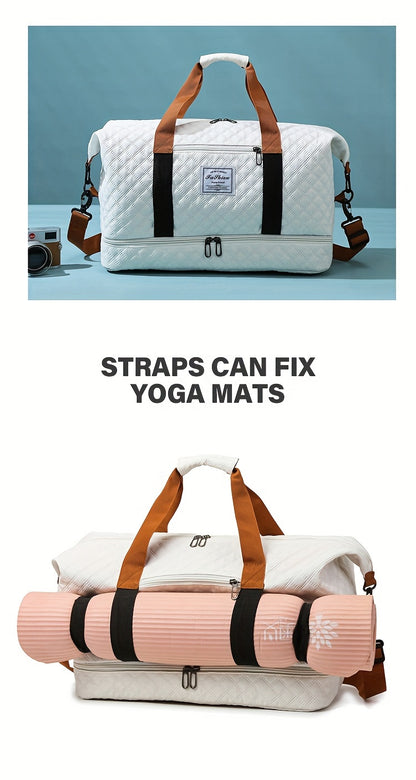 Large Capacity Fitness & Yoga Tote Bag with Shoe Compartment – Maternity Friendly Sports Shoulder Carry-On