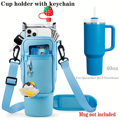 Stylish Gym Bag 40oz Water Bottle Holder Tote with Phone Pocket – Adjustable Strap