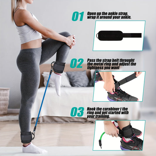 5pcs Premium Ankle Resistance Bands for Enhanced Leg & Hip at Home Workouts